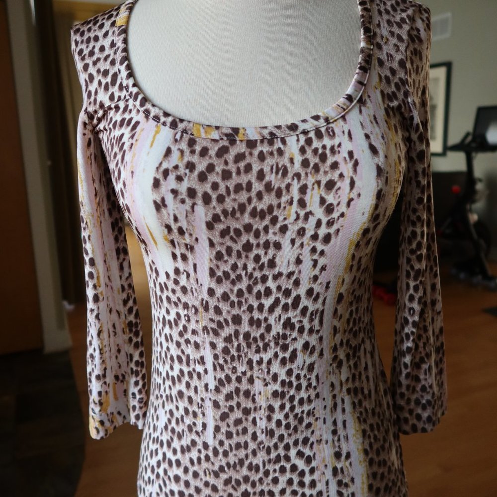 Just Cavalli Y2K pink and brown leopard/animal print top size XS $300 scoop neck